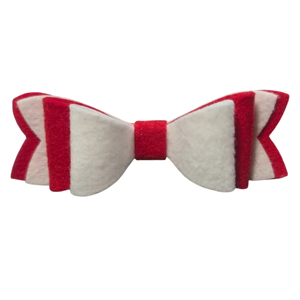 Red & White Felt Hair Bow Clip